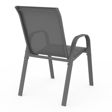 Chaises de jardin empilables textilène gris - lot de 6
