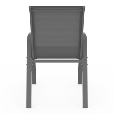 Chaises de jardin empilables textilène gris - lot de 6