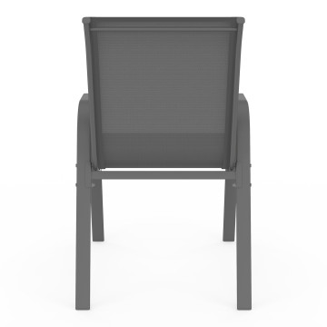 Chaises de jardin empilables textilène gris - lot de 6