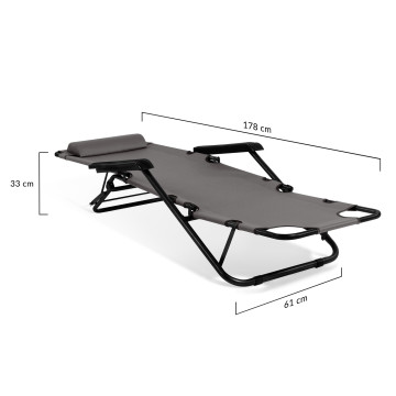Fauteuils de jardin Relax double position gris - lot de 2