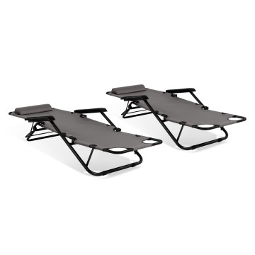 Fauteuils de jardin Relax double position gris - lot de 2