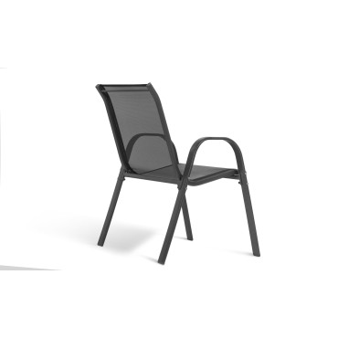 Chaises de jardin empilables textilène gris - lot de 4