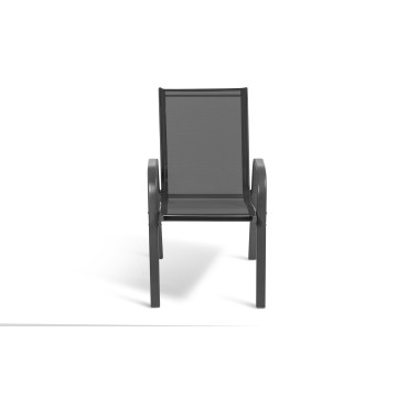 Chaises de jardin empilables textilène gris - lot de 4