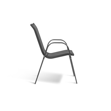 Chaises de jardin empilables textilène gris - lot de 4