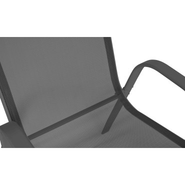 Chaises de jardin empilables textilène gris - lot de 4
