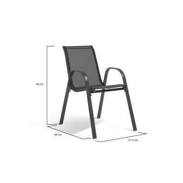 Chaises de jardin empilables textilène gris - lot de 4