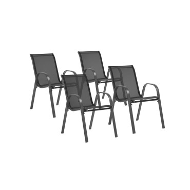 Chaises de jardin empilables textilène gris - lot de 4