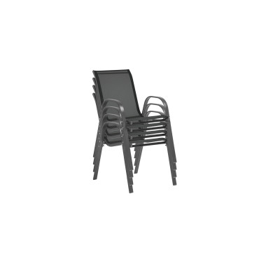 Chaises de jardin empilables textilène gris - lot de 4
