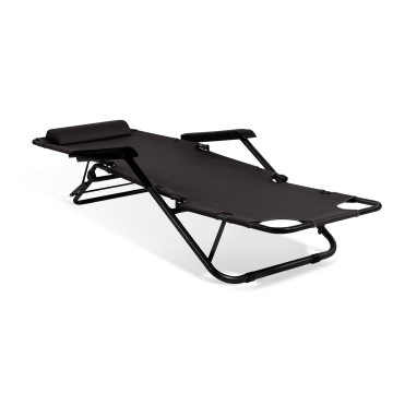 Fauteuils de jardin Relax double position noirs - lot de 2