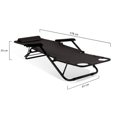 Fauteuils de jardin Relax double position noirs - lot de 2