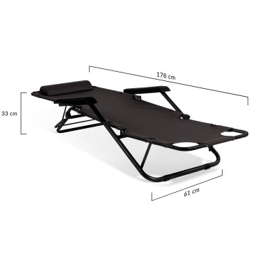 Fauteuils de jardin Relax double position noirs - lot de 2