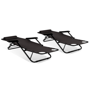 Fauteuils de jardin Relax double position noirs - lot de 2