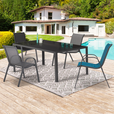 Chaises de jardin empilables textilène mix couleurs - lot de 4