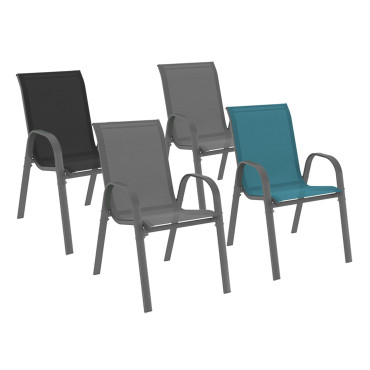 Chaises de jardin empilables textilène mix couleurs - lot de 4