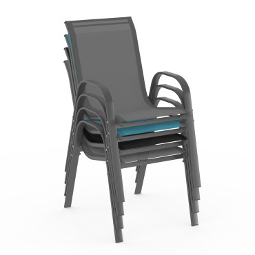 Chaises de jardin empilables textilène mix couleurs - lot de 4