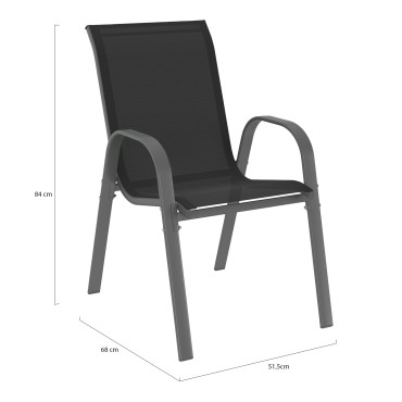 Chaises de jardin empilables textilène mix couleurs - lot de 6