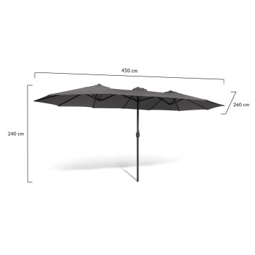 Parasol double 4,5m gris