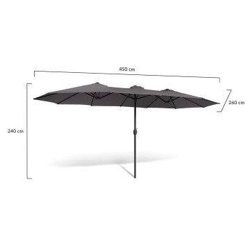 Parasol double 4,5m gris