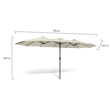Parasol double 4,5m crème