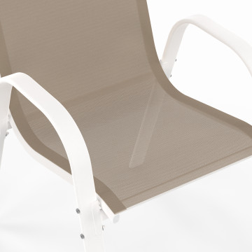 Chaises de jardin empilables textilène blanc beige - lot de 4