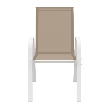 Chaises de jardin empilables textilène blanc beige - lot de 4