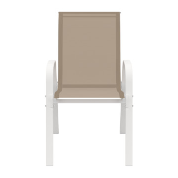 Chaises de jardin empilables textilène blanc beige - lot de 4