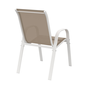 Chaises de jardin empilables textilène blanc beige - lot de 4