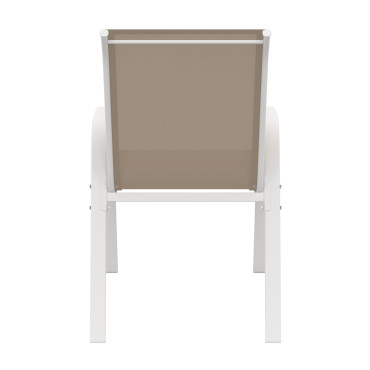 Chaises de jardin empilables textilène blanc beige - lot de 4