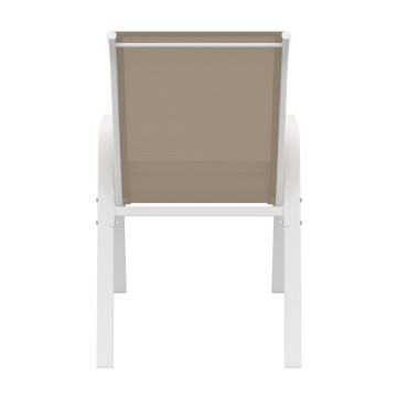 Chaises de jardin empilables textilène blanc beige - lot de 4