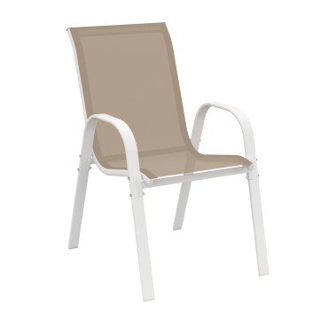 Chaises de jardin empilables textilène blanc beige - lot de 4
