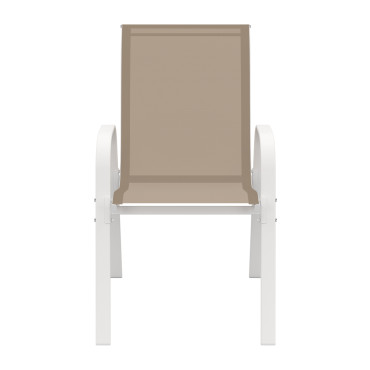 Chaises de jardin empilables textilène blanc beige - lot de 6