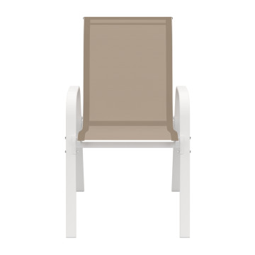 Chaises de jardin empilables textilène blanc beige - lot de 6