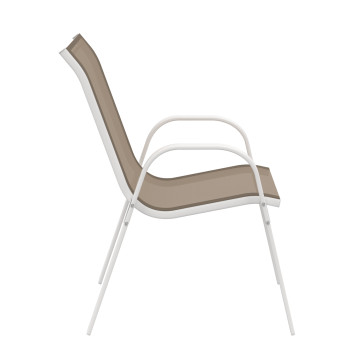 Chaises de jardin empilables textilène blanc beige - lot de 6