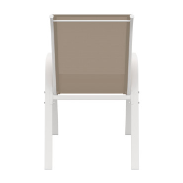 Chaises de jardin empilables textilène blanc beige - lot de 6