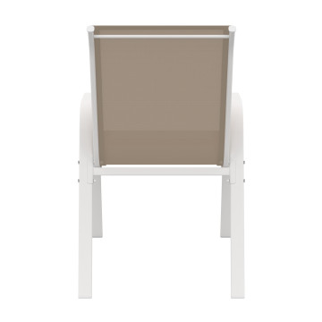 Chaises de jardin empilables textilène blanc beige - lot de 6