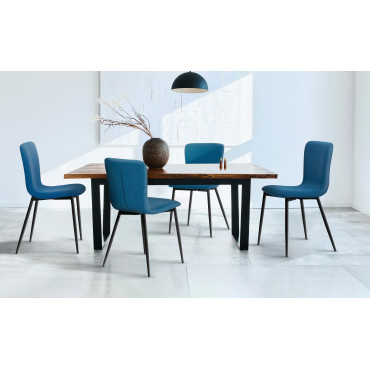 Chaises Margot en velours bleu foncé - Lot de 4