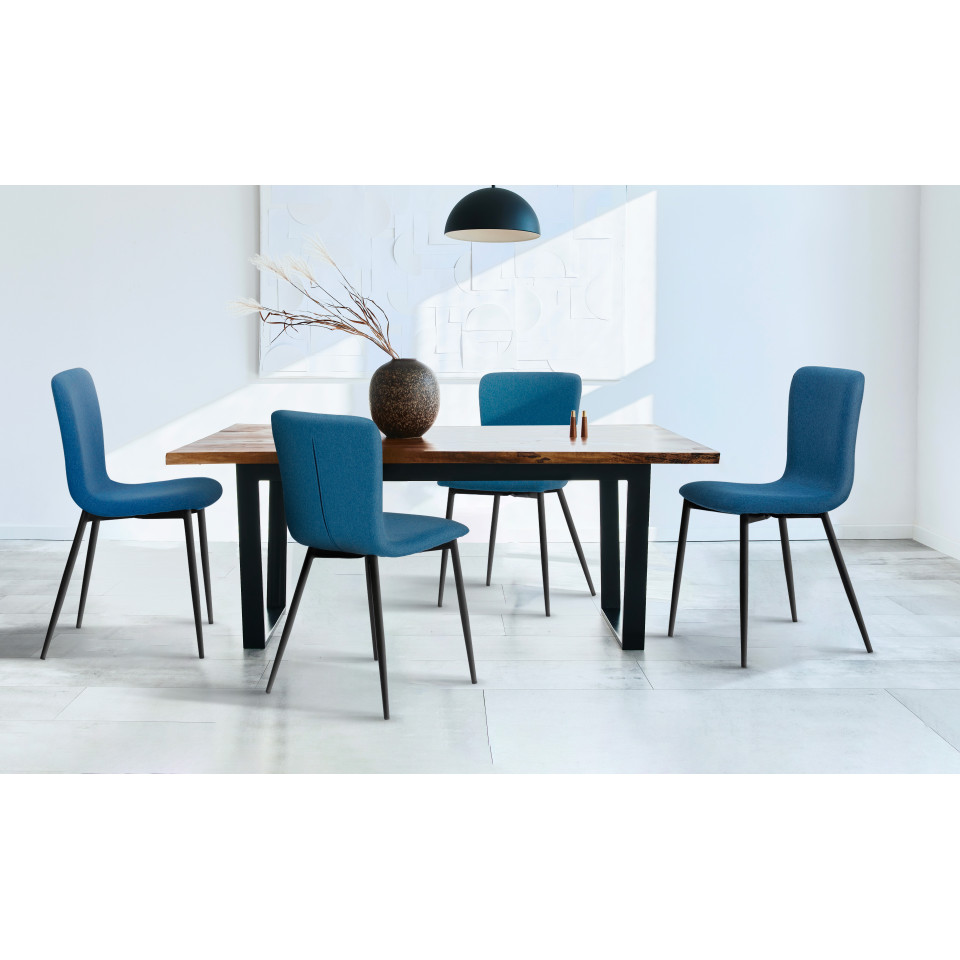 Chaises Margot en velours bleu foncé - Lot de 4