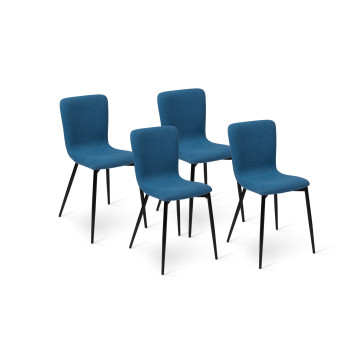 Chaises Margot en velours bleu foncé - Lot de 4