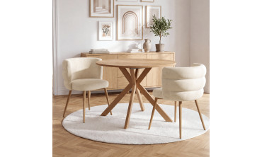 Chaises Brianna velours beige pieds effet bois - lot de 4