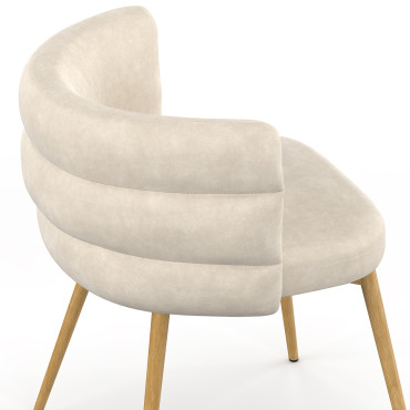Chaises Brianna velours beige pieds effet bois - lot de 4