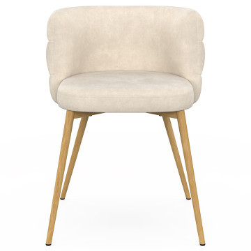 Chaises Brianna velours beige pieds effet bois - lot de 4