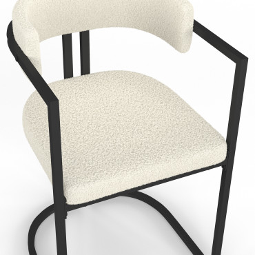 Chaises Rudy bouclette crème pieds métal - lot de 4