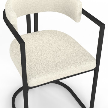 Chaises Rudy bouclette crème pieds métal - lot de 4