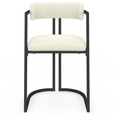 Chaises Rudy bouclette crème pieds métal - lot de 4