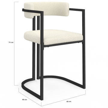 Chaises Rudy bouclette crème pieds métal - lot de 4