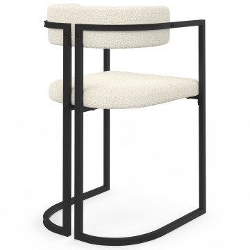 Chaises Rudy bouclette crème pieds métal - lot de 4
