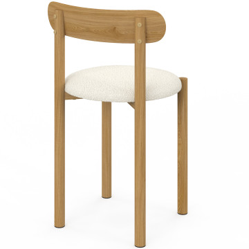 Chaises Kathy bouclette crème pieds effet bois - lot de 6