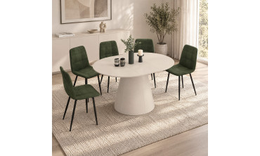 Table à manger ronde extensible Elvis beige Ø110-150cm