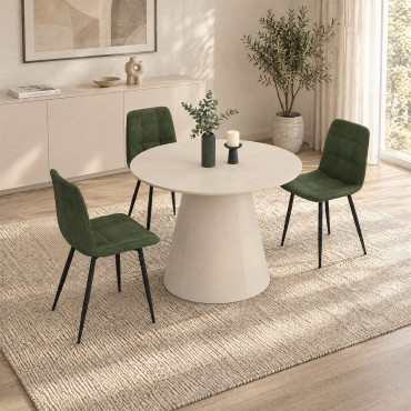 Table à manger ronde extensible Elvis beige Ø110-150cm