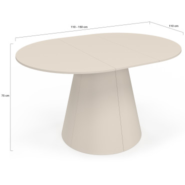 Table à manger ronde extensible Elvis beige Ø110-150cm